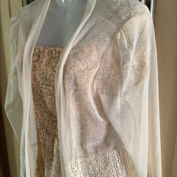 Forgotten Grace sheer jacket or open coverup lightweight crocheted look - Picture 8 of 16
